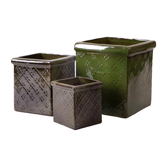 Set 3 vasi cubo - Colore Verde - 36xH40x36cm - Bianchi Dino