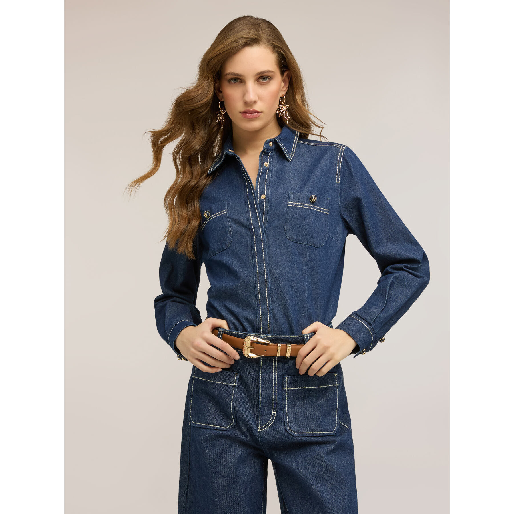 Motivi - Camicia in denim con tasche - Blu