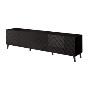 Chloe - meuble TV - 4 portes - 200 cm - Noir