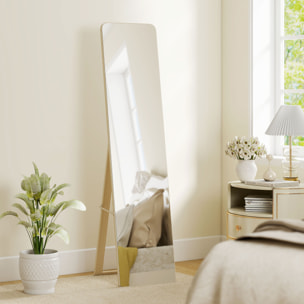 Miroir sur pied et mural rectangulaire dim. 37L x 43l x 156H cm verre MDF bois clair