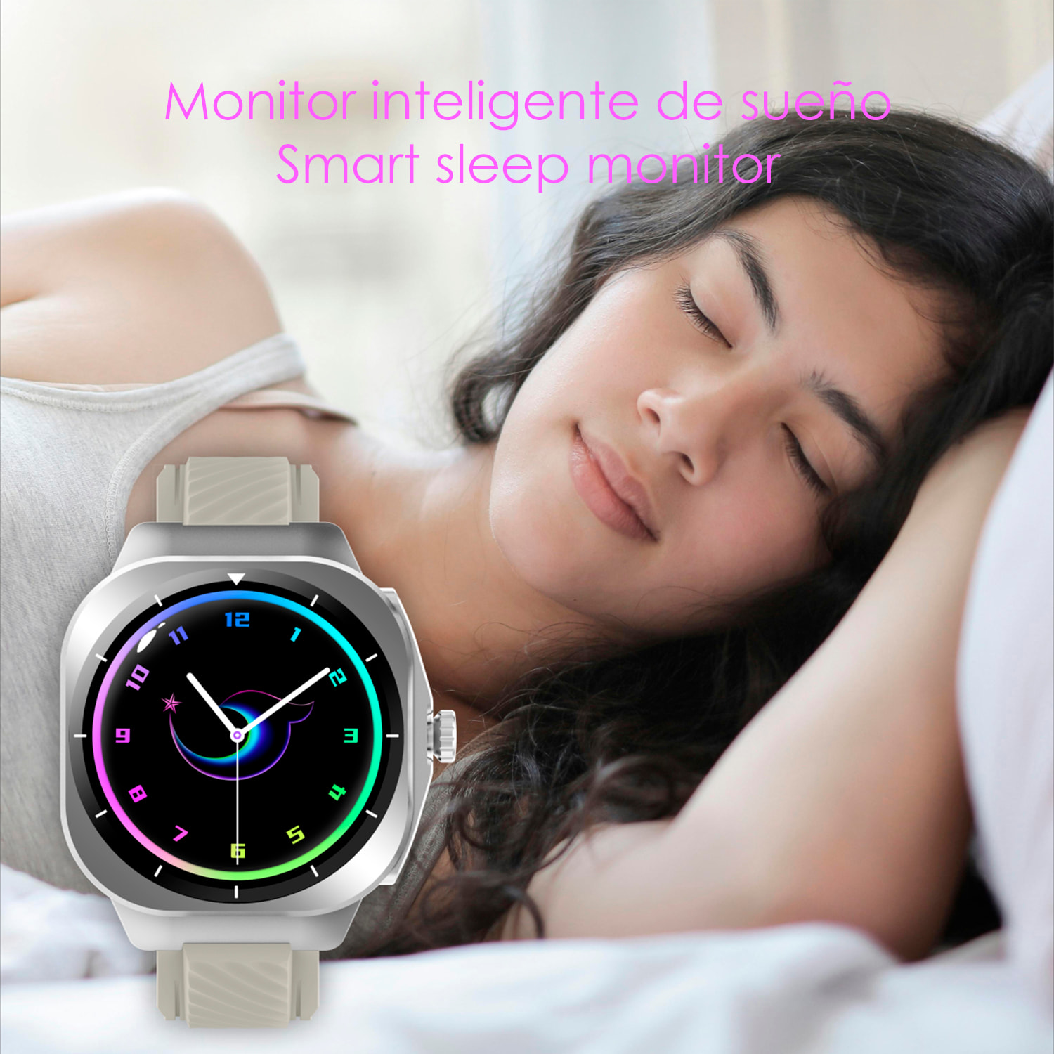 Smartwatch AIMB-Z19. Con termómetro, modos de deporte, auriculares bluetooth integrados y 2 correas de silicona.