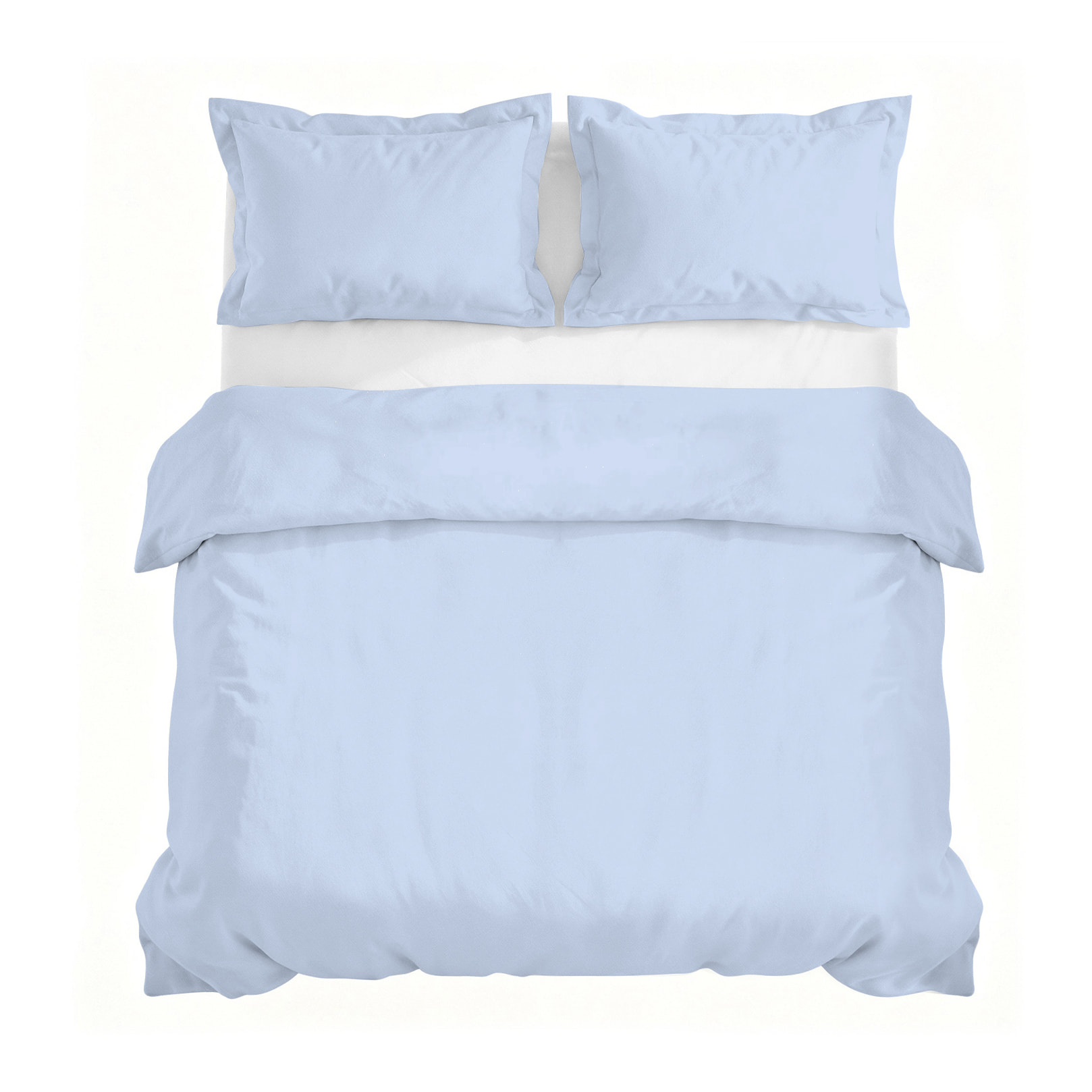 PARURE COPRIPIUMINO RASO CLOE, 100% Raso di Cotone, Made in Italy - AZZURRO