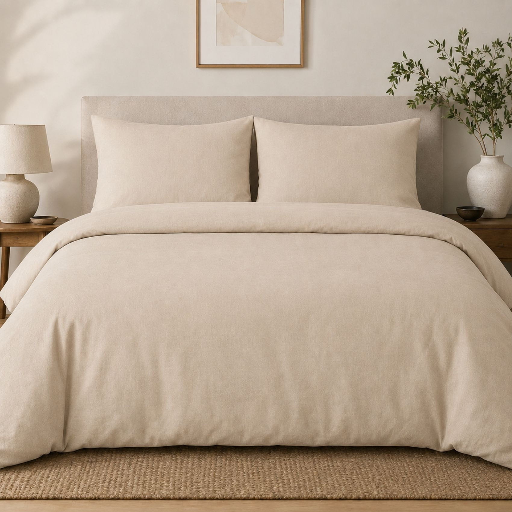 Housse de couette percale 240 x 220 cm unie - Beige