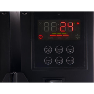 Cheminée électrique murale panoramique 2kW en verre trempé noir avec télécommande