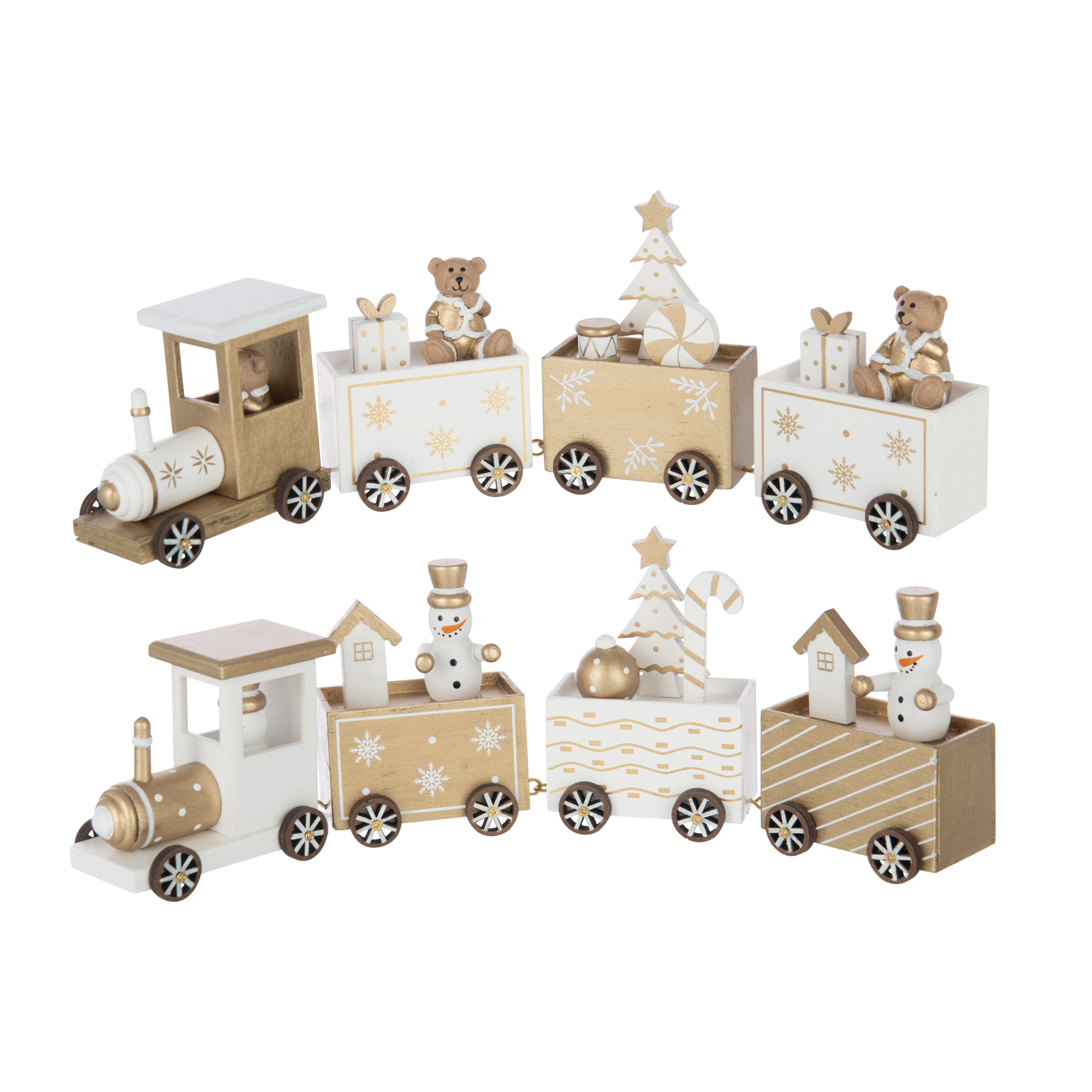 J-Line décoration Ours + Prère Noël - métal - blanc/or - 2 pcs