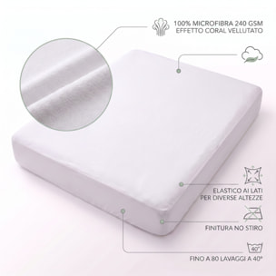 Coprimaterasso Intrecci Impermeabile in Microfibra Coral Effetto Vellutato con Rivestimento PU
