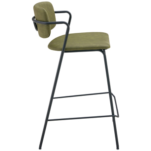 Lot de 2 tabourets de bar en simili vert LÉON
