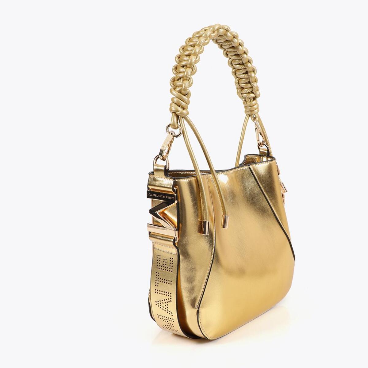 Borsa con manico intrecciato effetto pelle