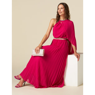 Oltre - Vestido largo con capa desmontable - Fuchsia