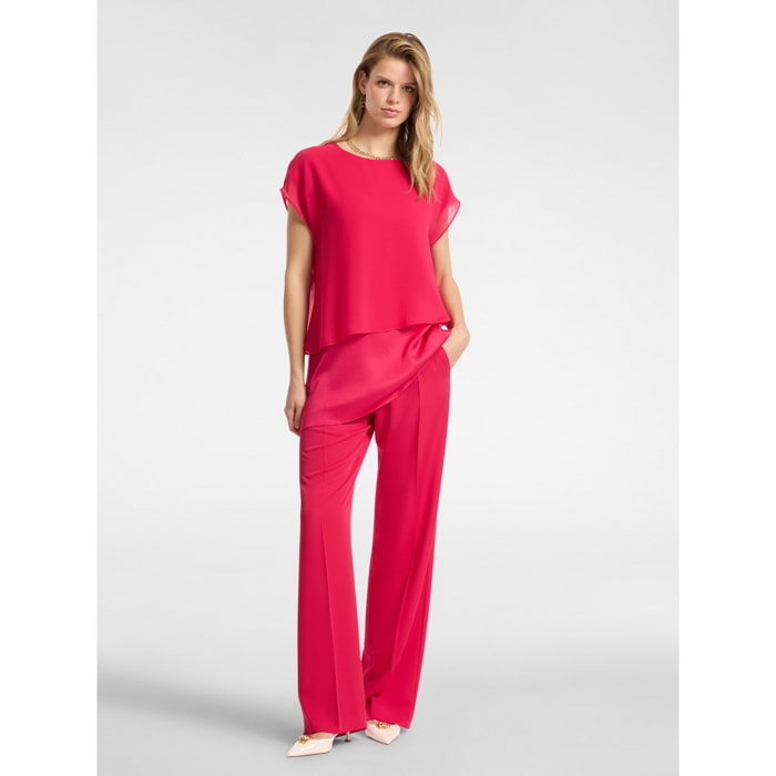 Elena Mirò - Pantalones de cady elástico - Fuchsia