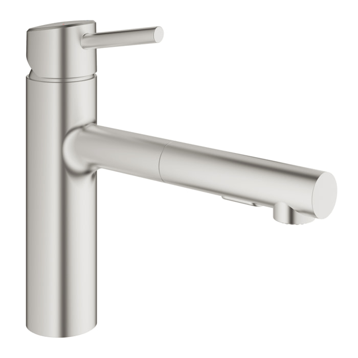 GROHE Mitigeur monocommande évier cuisine avec douchette extractible, finition Supersteel