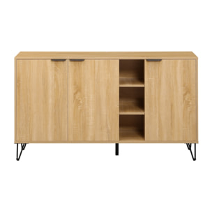 Credenza moderna 3 ante in legno rovere naturale 142x35