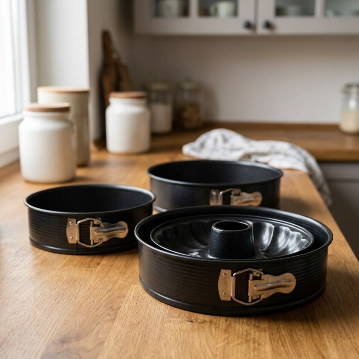 Set de 2 moules à manqué et 1 moule à manqué et savarin diamètres 20, 24 , 28 cm Zenker Black Metallic