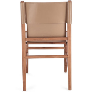 Set di sedie CAROLINE in legno di teak e vera pelle tortora