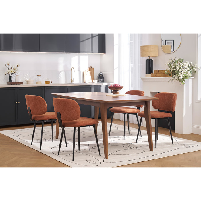 Chaises en tissu effet velours texturé beige et métal noir (lot de 2) ATRIUM