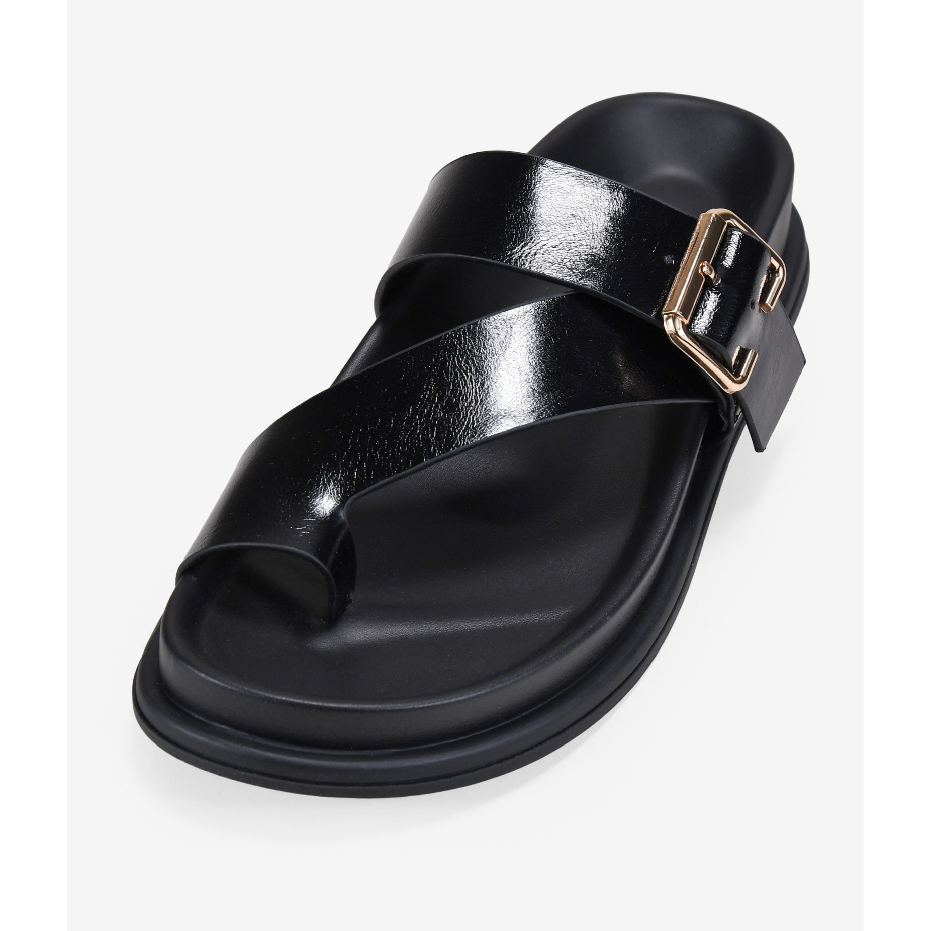 Sandalias de dedo negras con hebilla