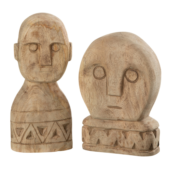 J-Line set de 2 Masques Africains - bois - naturel