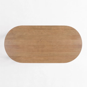 Table ovale en bois de manguier massif marron clair 6 places - Alix