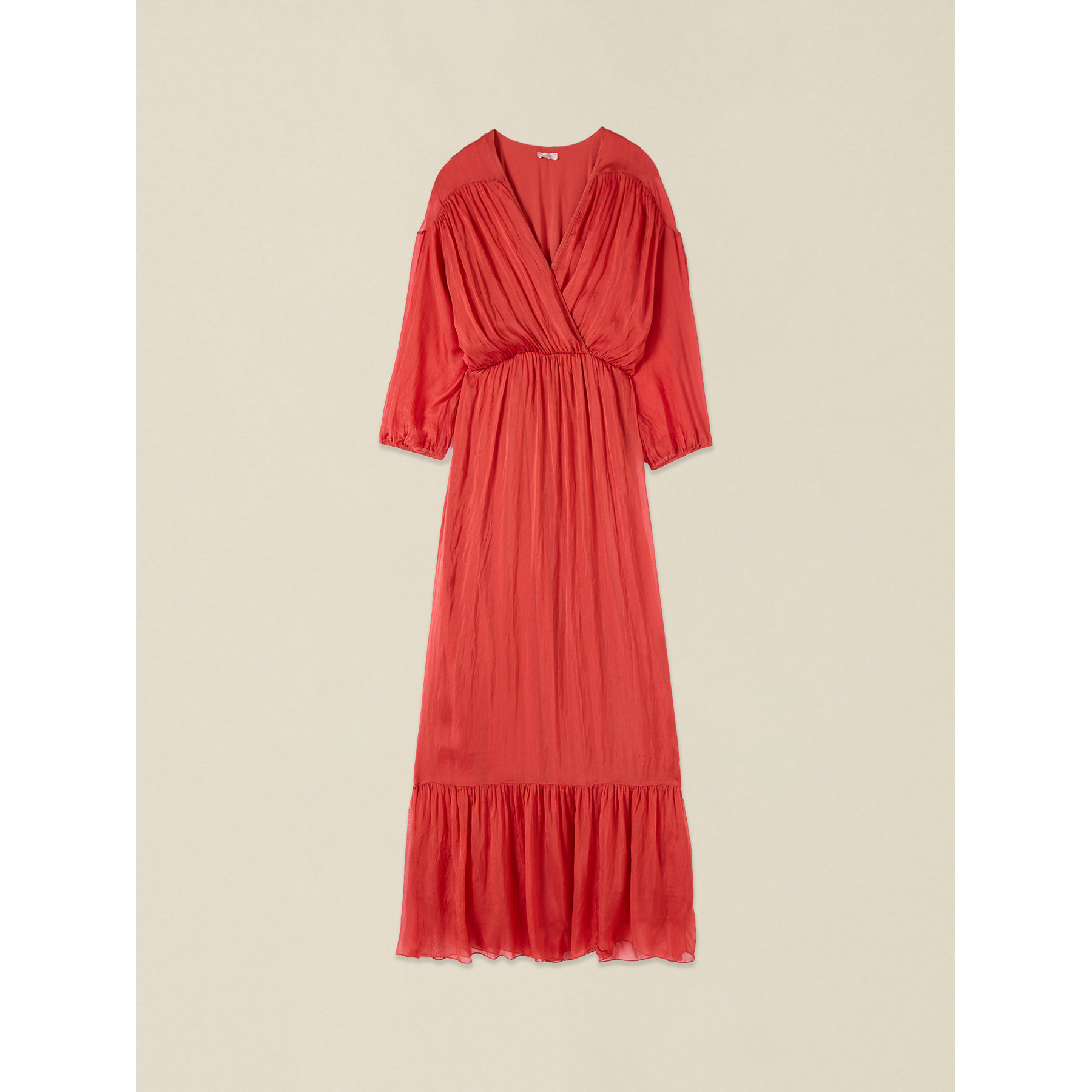 Oltre - Vestido largo en voile mezcla de seda - Naranja sol