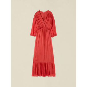 Oltre - Vestido largo en voile mezcla de seda - Naranja sol