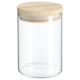 Bocal verre couvercle bois "Hermet" 0.6 L