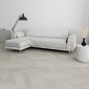 COPRIDIVANO PENISOLA SINISTRA COMFORT, Antiscivolo, Cotone+Microfibra+Fibre Varie, Made in Italy - GRIGIO CHIARO