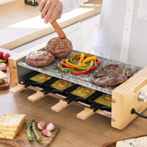 Cecotec Raclette Cheese&Grill 8600 Wood AllStone. Puissance 1200 W, Plaque en pi