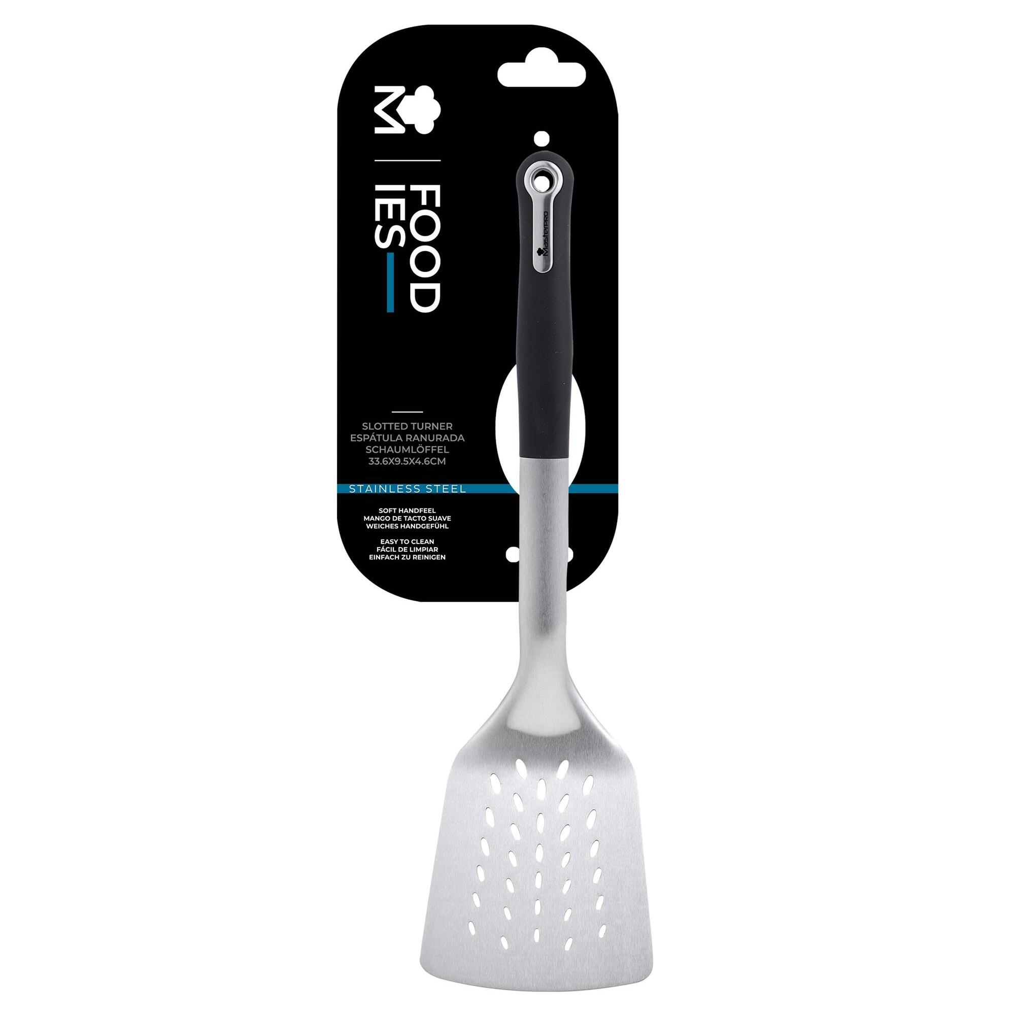 Espátula ranurada foodies 33,6x9,5x4,6cm en acero inoxidable + pbt masterpro