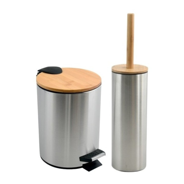 Set Poubelle à  pédale 5L & Brosse Wc ADONIS Brossé Spirella