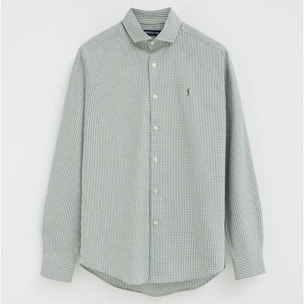 Camicia vichy verde slim fit con logo Rigby Go