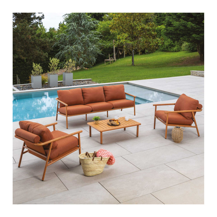 Salon de jardin en aluminium - 5 places - terracotta - ARIZONA