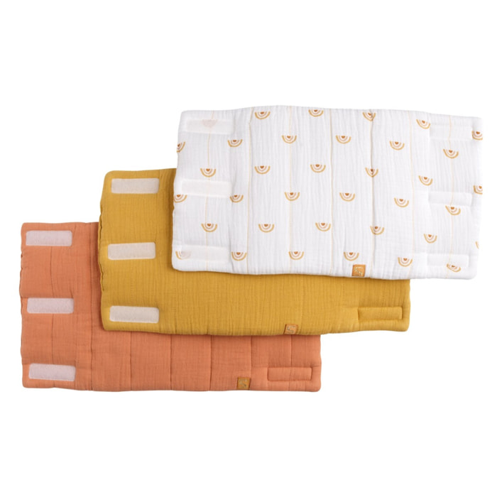 Protections de barreaux de lit 38x21 cm en coton Moutarde