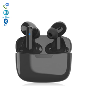 Auriculares TWS Y113 Bluetooth 5.1, controles tátiles, base de carga 200mAh.