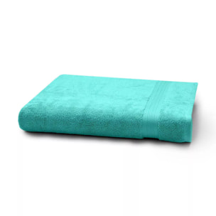 Drap de bain pur coton 550 g/m² uni bleu Elea curacao