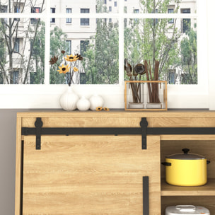 Herrajes Puertas Correderas 200 cm, Kit para Puerta Corredera Doble de Madera Ancho 50 cm, para Mueble de TV, Armario, Acero al Carbono, Negro