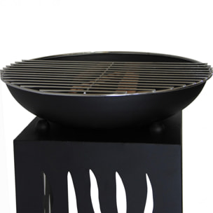 Barbecue au design élégant avec grill chromé en acier noir