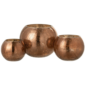 J-Line photophore Boule Craquele Effet Nacré - verre - marron - large