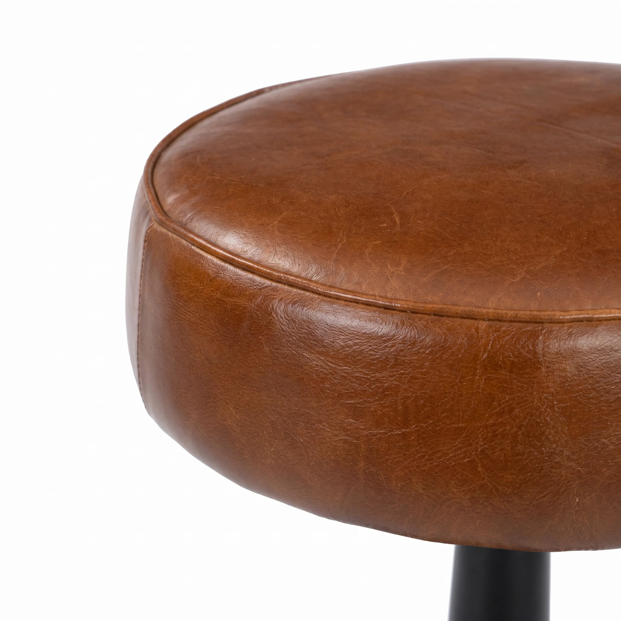 Tabouret pour îlot central 65 cm en cuir de buffle marron - Lucien