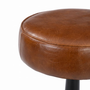 Tabouret pour îlot central 65 cm en cuir de buffle marron - Lucien