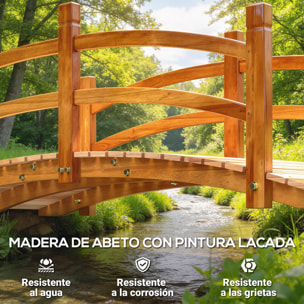 Puente de Arco de Madera 185x72x58 cm con Pasamanos Puente de Jardín para Decoración Patio Carga 200 kg Natural