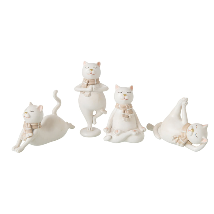 J-Line Chat foulard - polyrésine - blanc - assortiment de 4