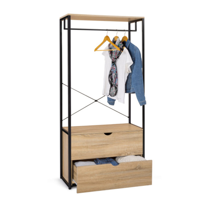 Dressing Memphis avec penderie et double tiroirs 80x167cm