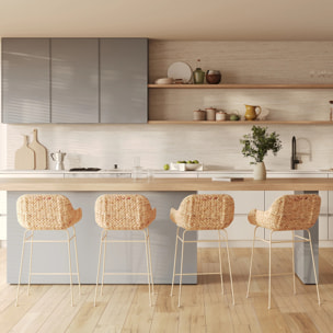 Lot de 2 chaises pour îlot central 66 cm en matière naturelle - Faro
