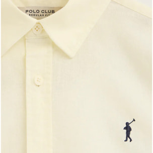 Camisa cotolino amarillo pastel de corte regular con logo Rigby Go