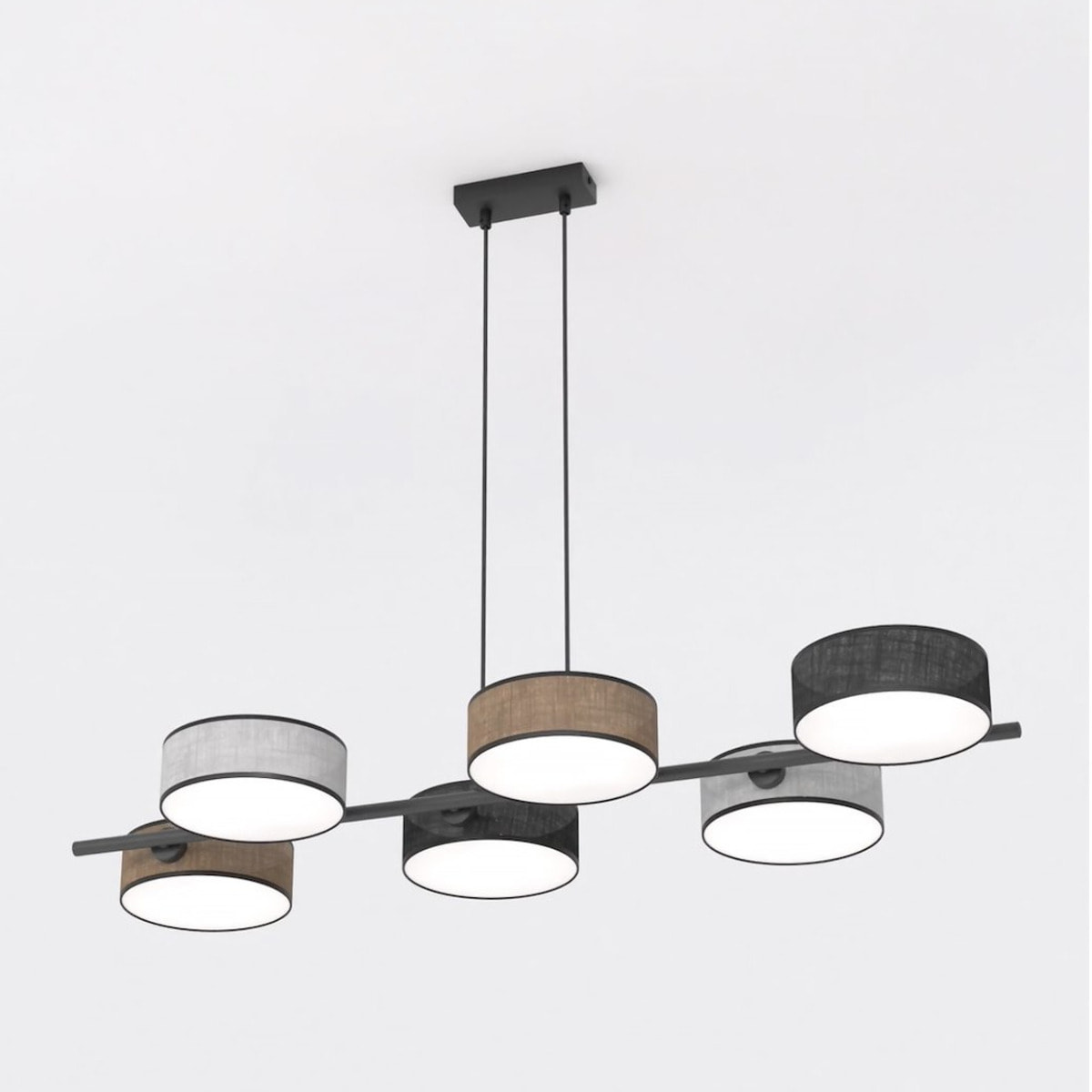 Lampada a sospensione DRUMZ 6 MIX1 in metallo e tessuto
