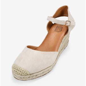 Alpargatas de cuña beige con esparto