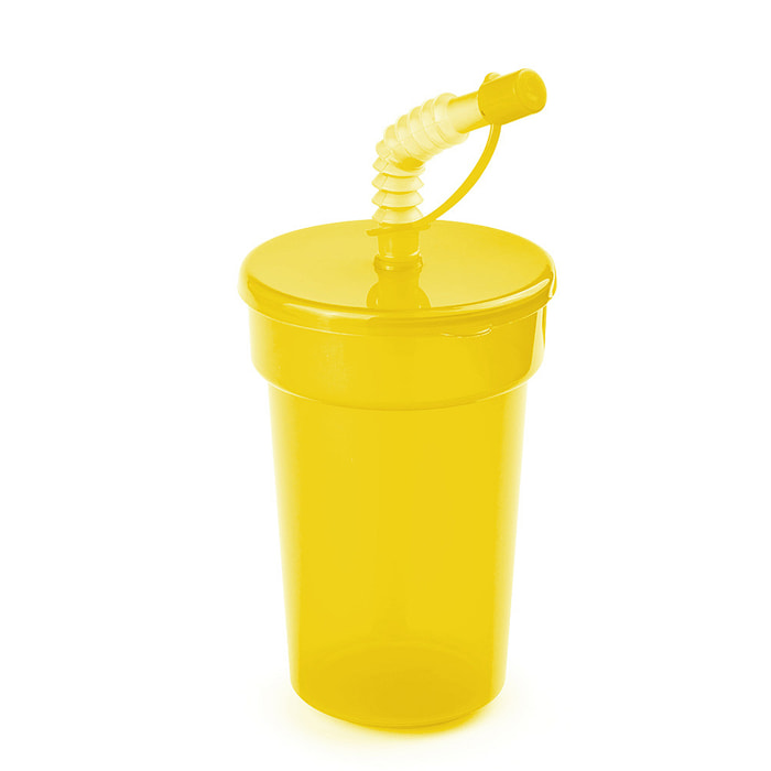 Bicchiere trasparente con coperchio e cannuccia 400 ml.