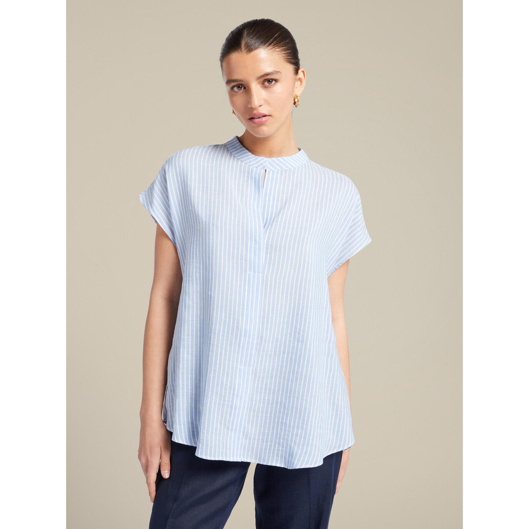 Elena Mirò - Blusa a micro righe - Azzurro