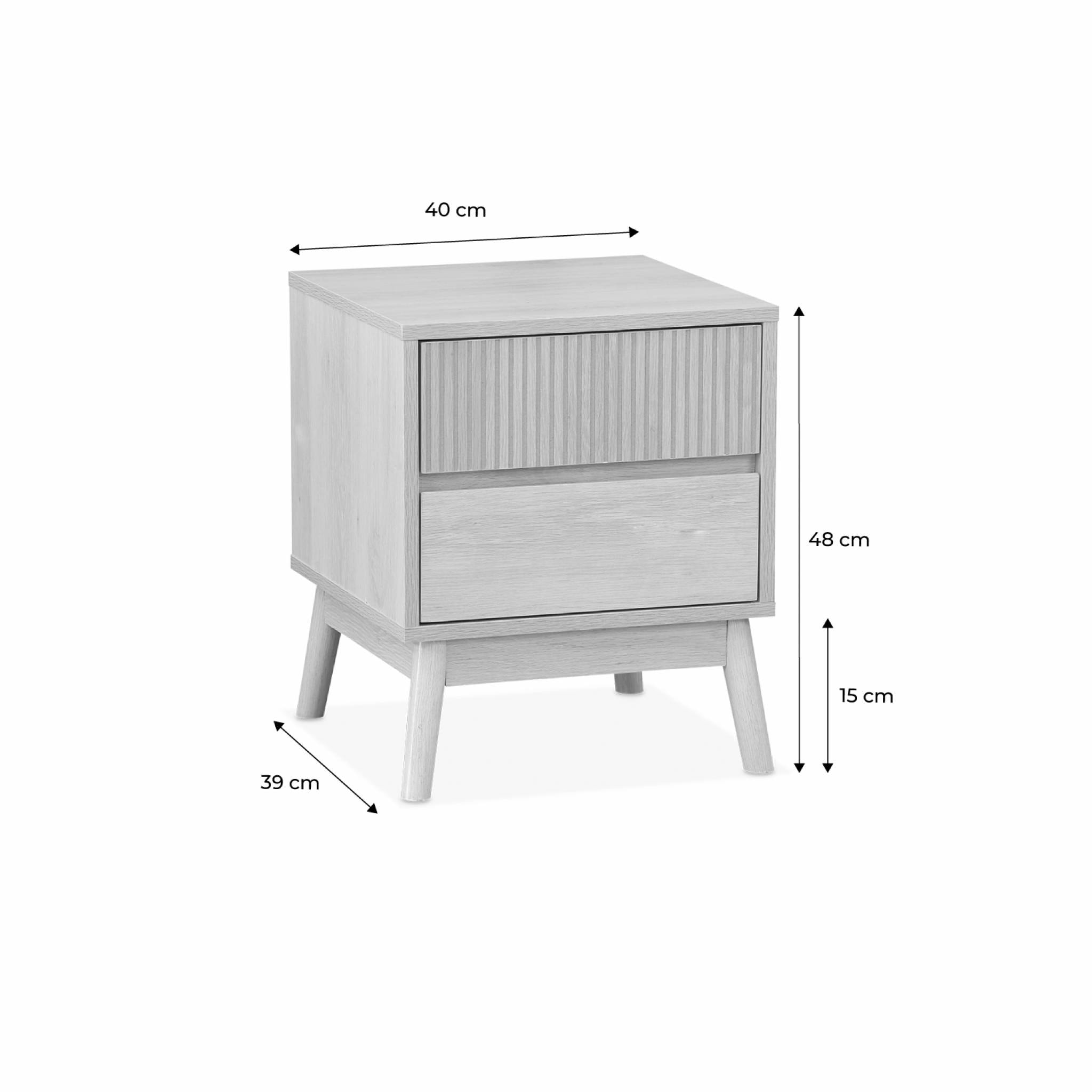 Lot de 2 tables de chevet deux tiroirs. décor bois et piétement en pin - Linear
