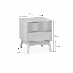 Lot de 2 tables de chevet deux tiroirs. décor bois et piétement en pin - Linear